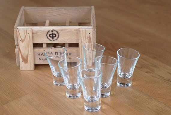 Tequila or Vodka Tipsy Glass, Set of 6 Small Shot Glasses, Party Glass,  Design Glassware, Bachelor Party Gift, Alcohol Barware, Father Gift 