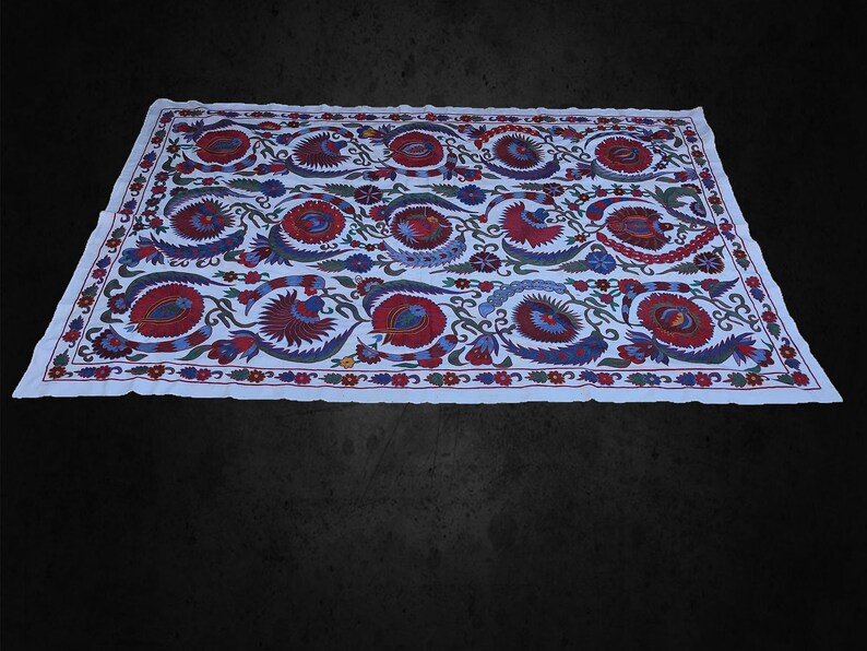 Suzani Wall Hanging Handmade Tablecloth with Full Condition Handmade Crochet Table Cover Bedspread Clove Design Fabric Turkish Bedding