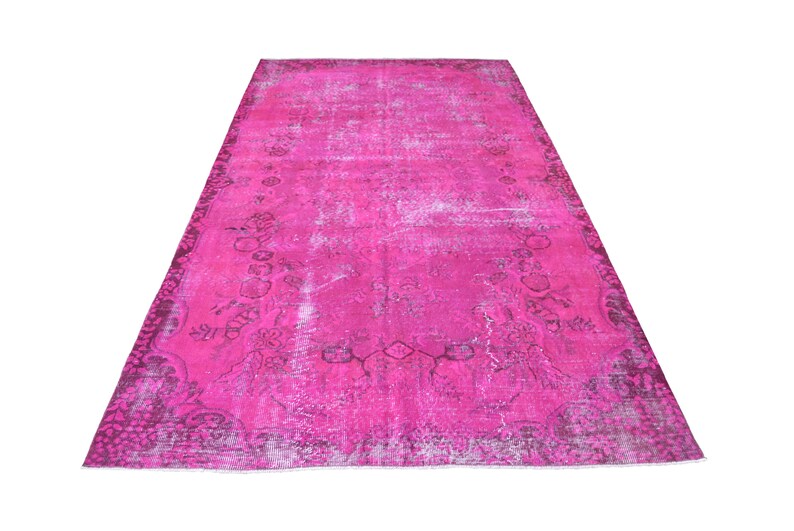 Vintage Pink Overdyed Rug Low Pile Rug Handmade Oushak Rug Etsy