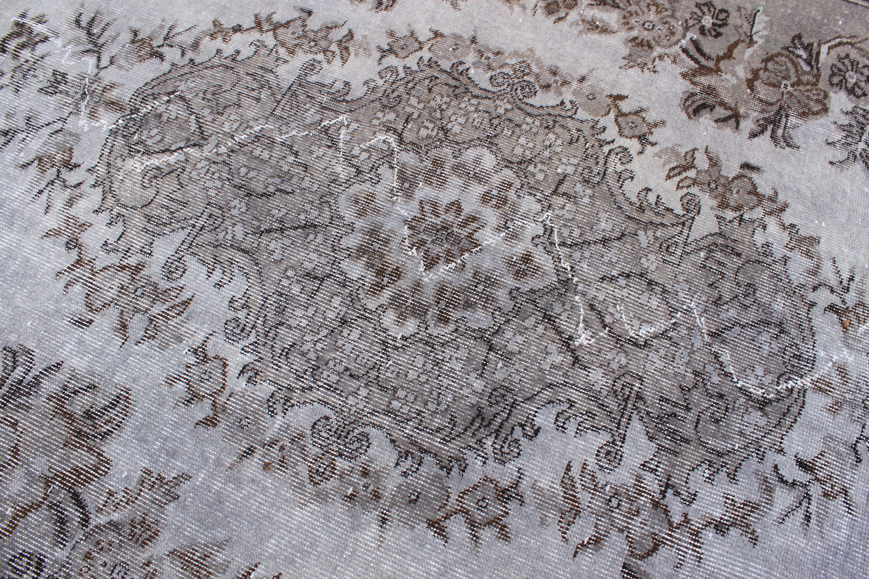 Gray Overdyed Anatolian Rug, Antique Design Turkish Rug, Handmade ...