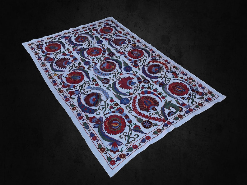 Suzani Wall Hanging Handmade Tablecloth with Full Condition Handmade Crochet Table Cover Bedspread Clove Design Fabric Turkish Bedding