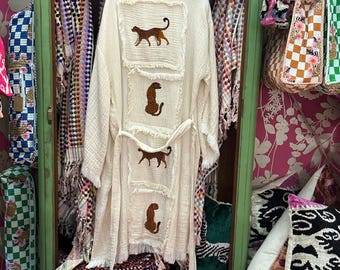 Hand Blocked Leopard Cotton Robe