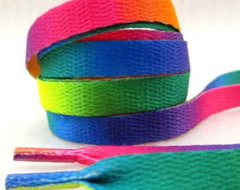 RAINBOW Shoelaces Kids Flat Shoe Laces 1 Pair Colour SL13