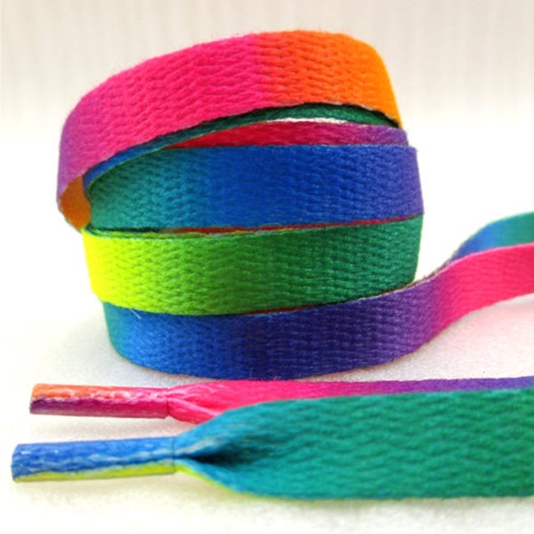 RAINBOW Shoelaces Kids Flat Shoe Laces 1 Pair Colour SL13