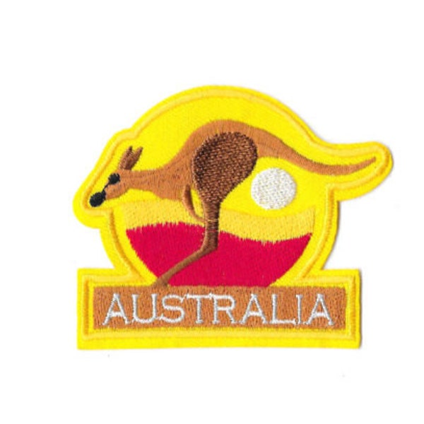 AUSTRALIA KANGAROO Iron on / Sew on Patch Embroidered Badge Motif Souvenir PT348