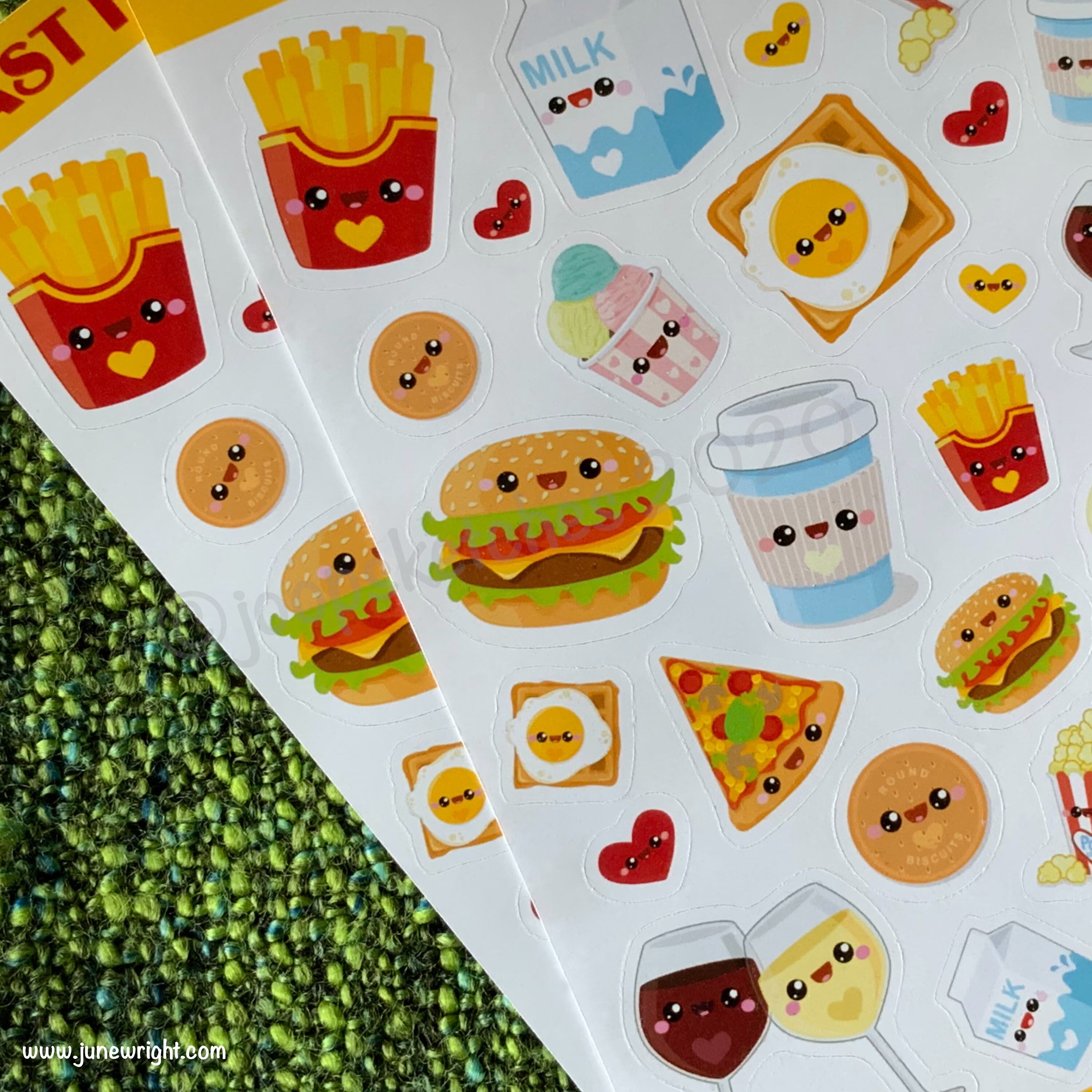 Foodie, Sushi & Fast Food Sticker Sheet A6