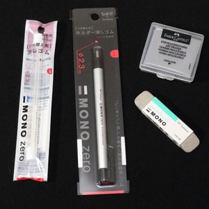 Gumset - Tombow, Faber-Castell om te schetsen en in te kleuren - 4-delige set: geschuurd, gekneed, precisiestick, navulling