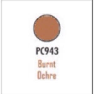 Puede incluir: Una muestra redonda de pintura ocre quemada, código de color PC943.