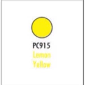 May include: A bright yellow circle with the text "PC915 Lemon Yellow" underneath.