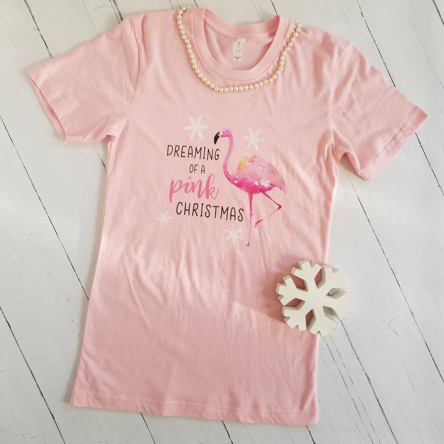 Dreaming of a Pink Christmas Shirt Flamingo Shirt Lilly Etsy