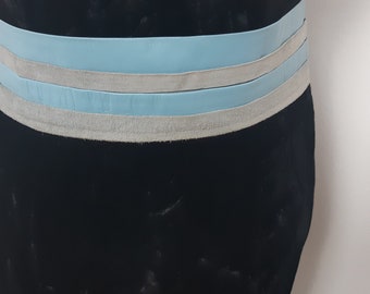 Vintage blue leather and grey suede belt