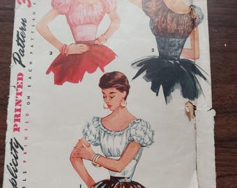 1950s Peasant style Blouse paper pattern