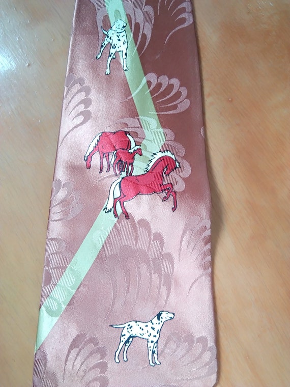 1940s novelty print dog and horse tie