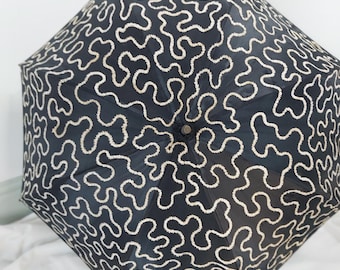 1920s,30s Black & white silk Vermincelli parasol