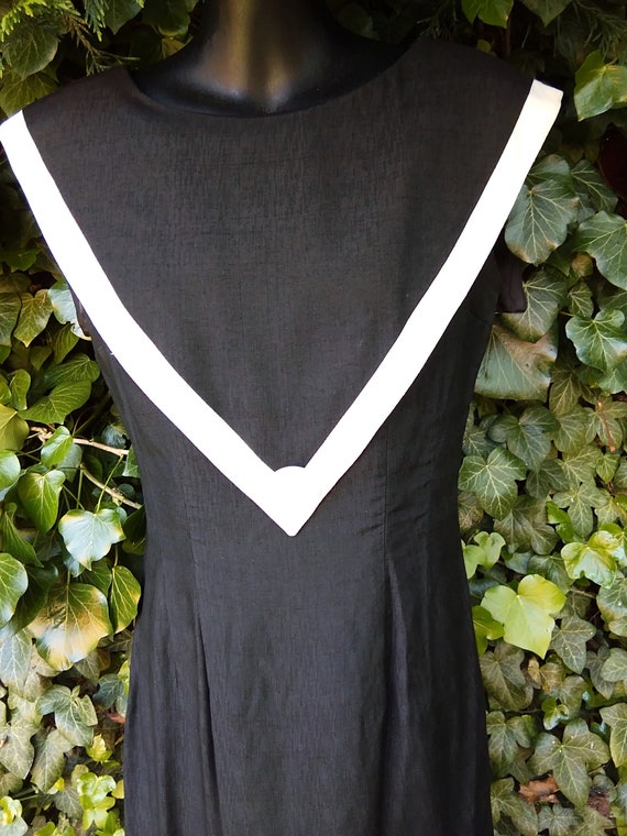 1950s Black and white Silk dress - image 4