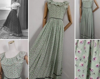 Robe sirène vert pomme des années 40