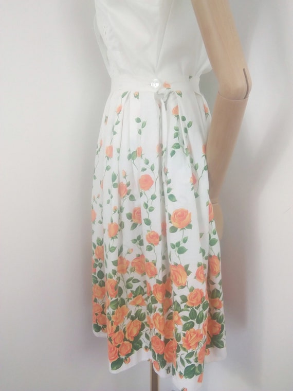 1950s Orange rose print skirt - image 5