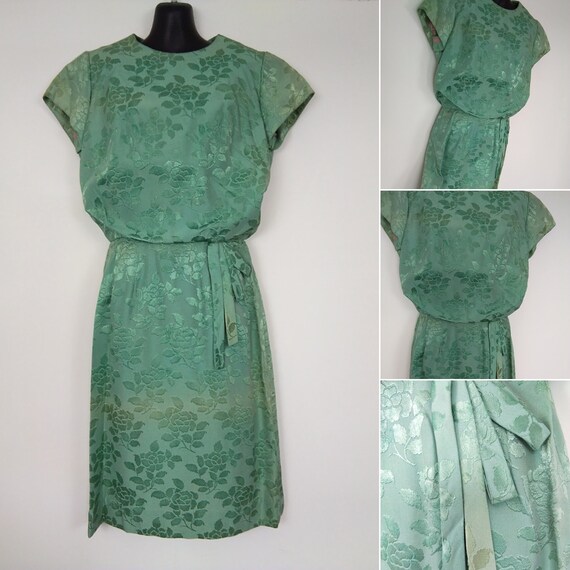 1950s green two tone dress