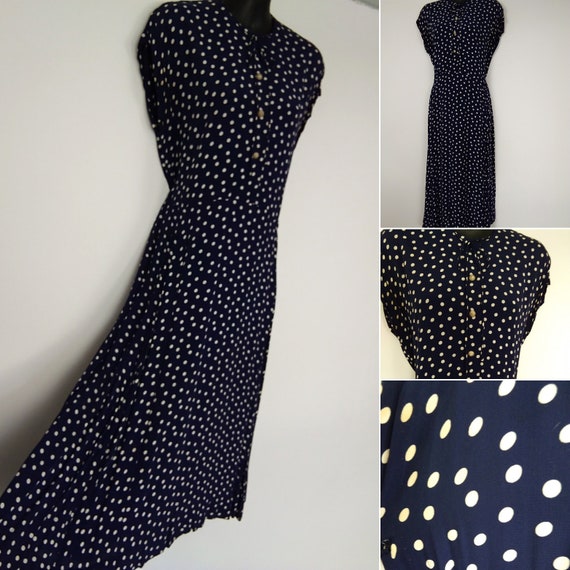 1940s volop navy polkadot dress