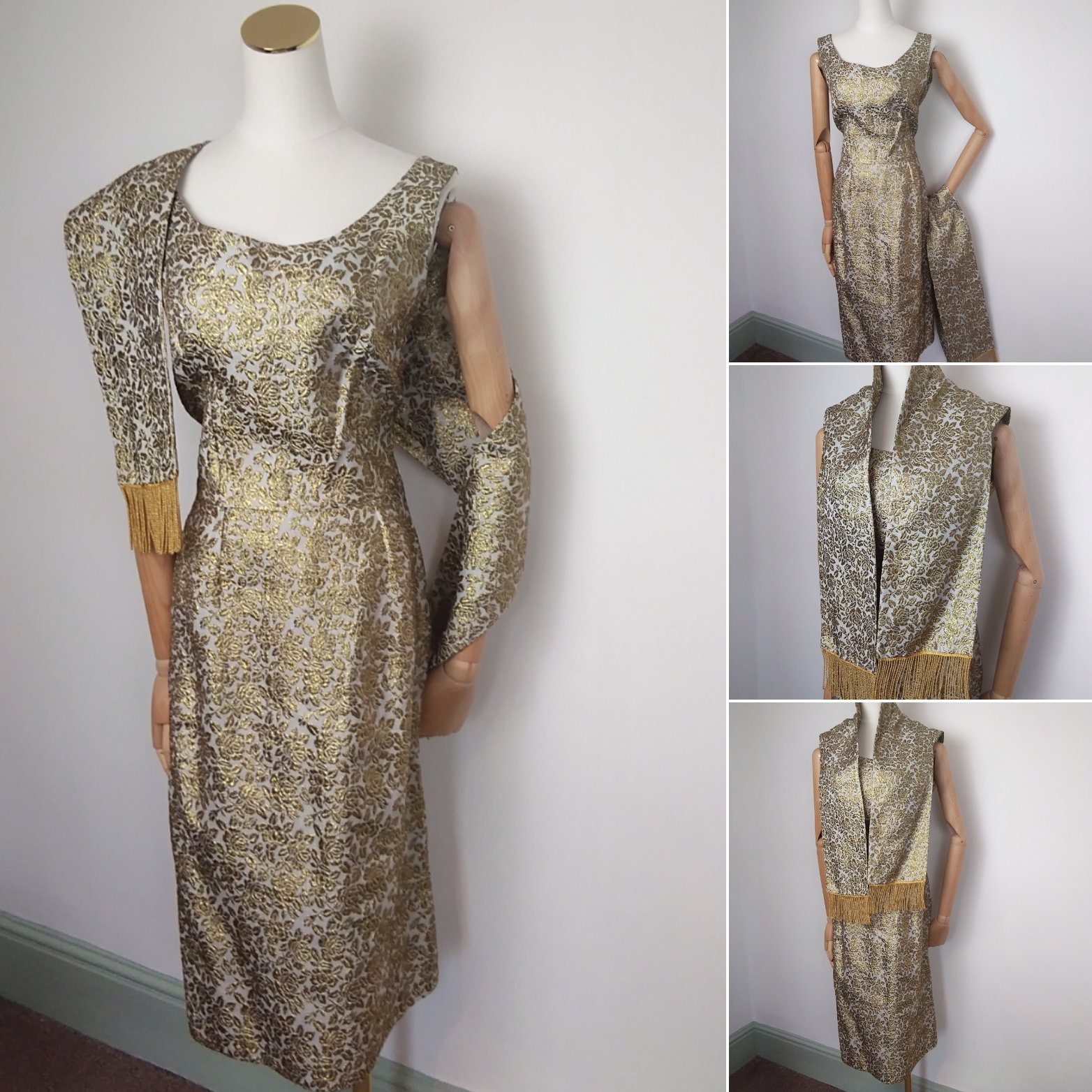 1950s Gold Lame Dress Etsy UK