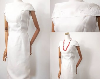 1950s boat neck wiggle dress