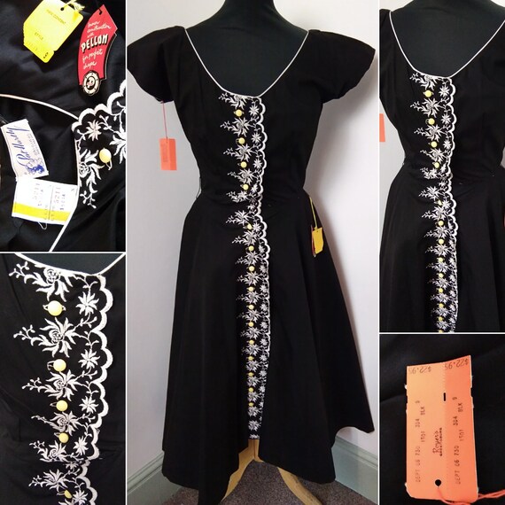 1950s Pat Hartley deadstock Black and white dress