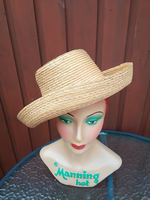 1940s /50s straw Gondola sun hat