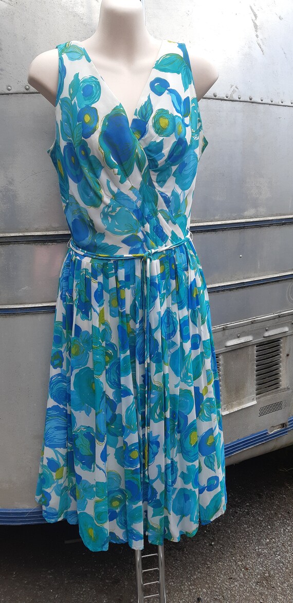 1950s Turqouis chiffon dress