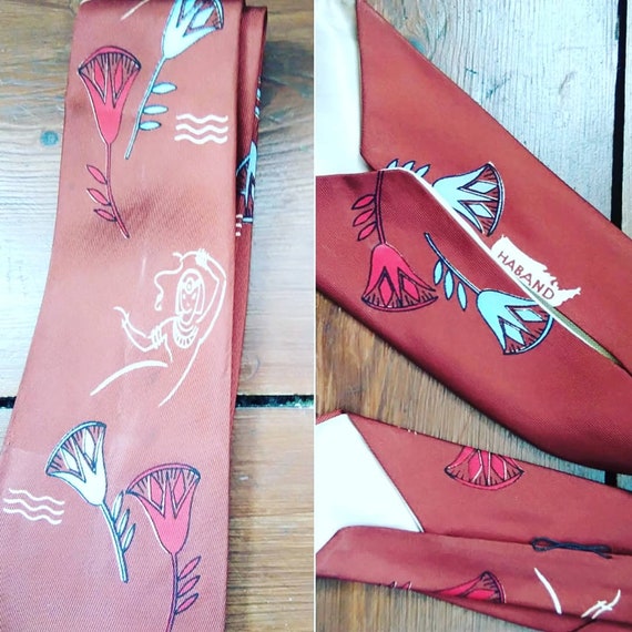 1940s novelty lady print tie - image 1