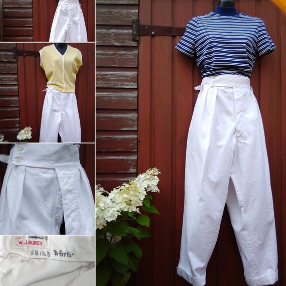 1940s white canvas Sailors trousers