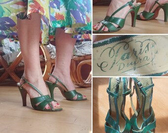 1950s Green goddess strappy sandals