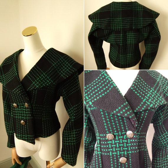 1950s green & black shawl collar jacket