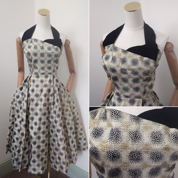 1950s Satin Halterneck Dress | Etsy UK