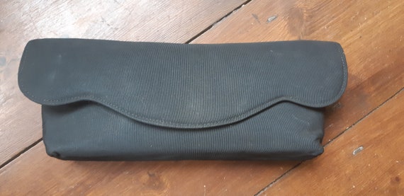 1940s Black taffeta clutch bag