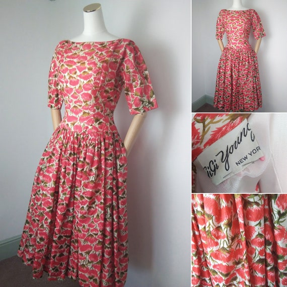 1950s GiGi Young floral print dress