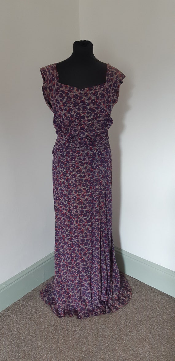 1930s/40s purple silk dress