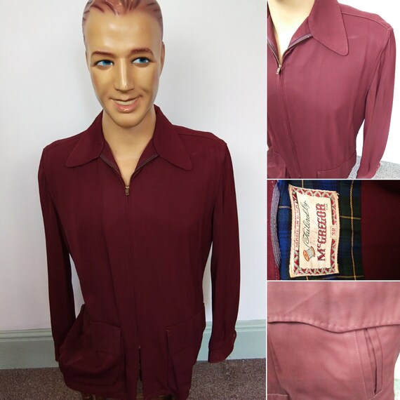 1940s Gabardine burgundy jacket