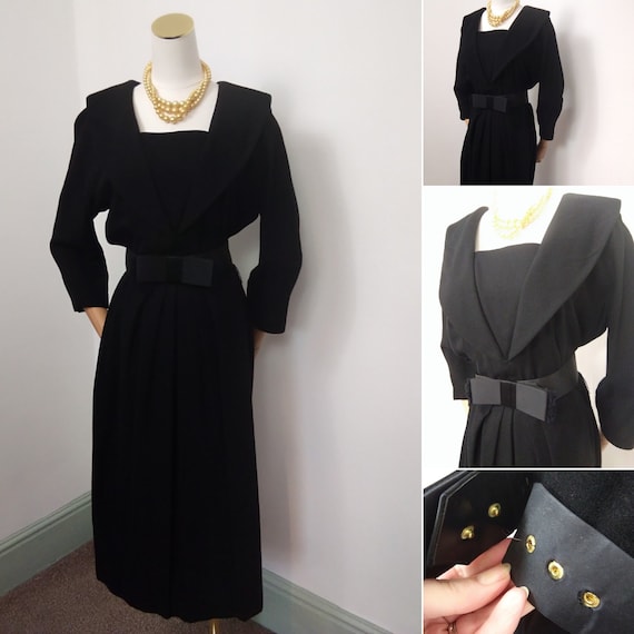 1950s black Leslie Fay dress