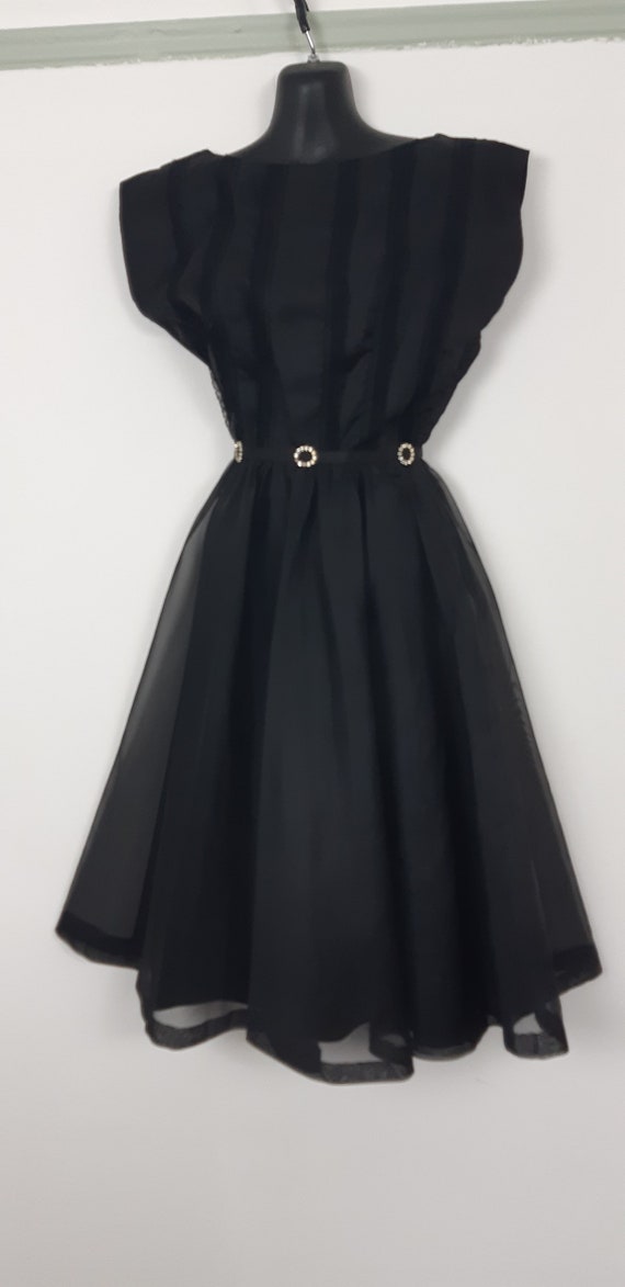 1950s Black chiffon cocktail dress