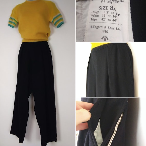 1960s does 40s classic navy wool trousers