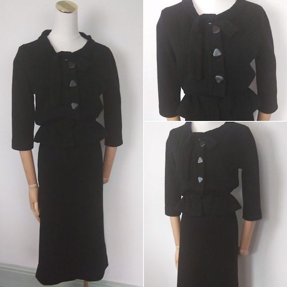 1950s black knitted suit