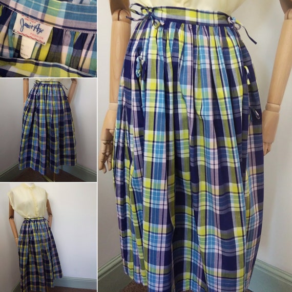 1940s blue and yellow check skirt - Gem
