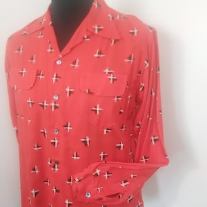 1950s style Atomic print rayon shirt image 4