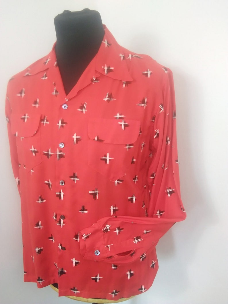 1950s style Atomic print rayon shirt image 4