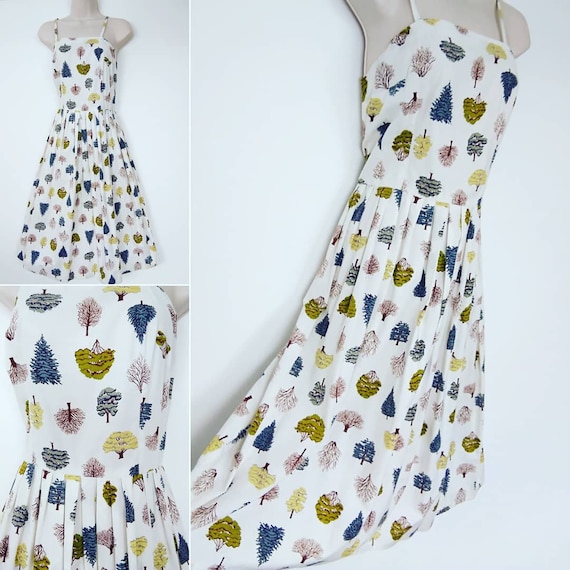 1950s tree novelty print sun dress