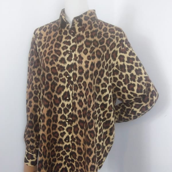 Vintage style leopard print blouse