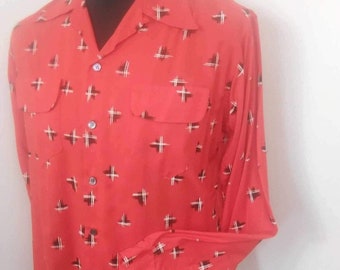 1950s style Atomic print rayon  shirt