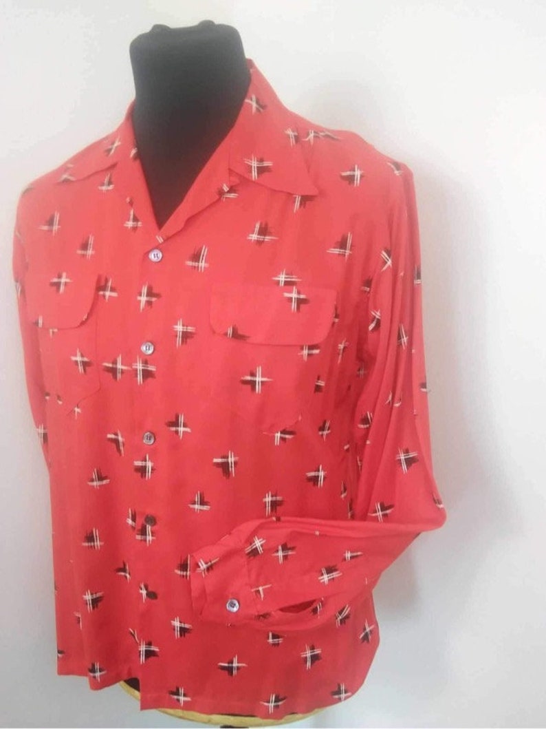 1950s style Atomic print rayon shirt image 1