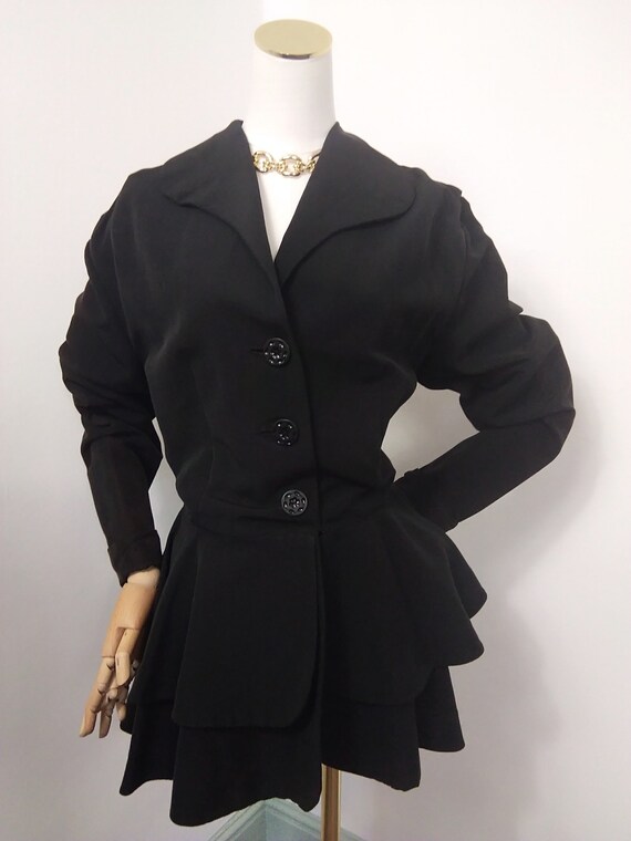 1940s ladies black frock coat - Gem