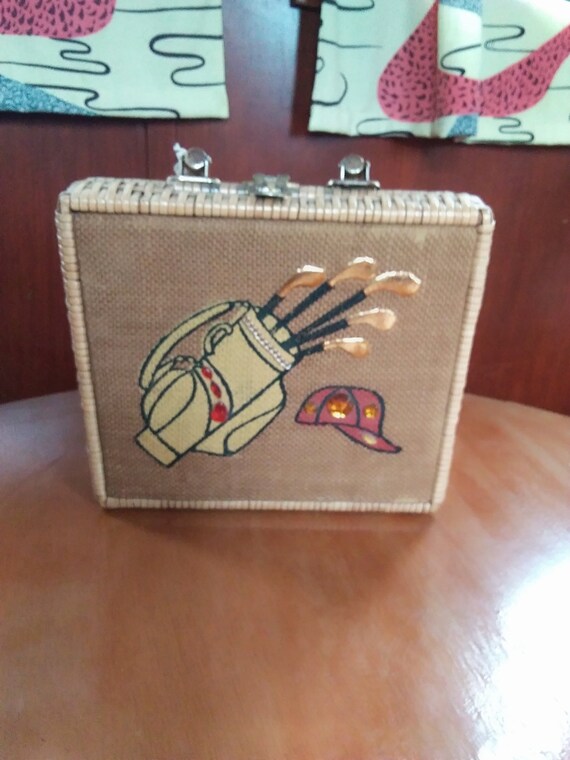 1950s novelty golf wicker bag